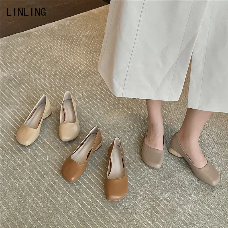 

2022 New Women Single Shoes Fashion Square Toe Shallow Slip On Elegant Ladies Party Dress Shoes Female Pumps