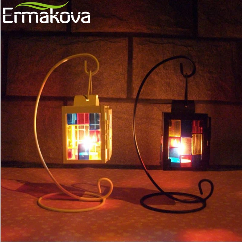 Ермакова металлическая мозаика стеклянный подсвечник для фонарей Европейский подсвечник, подвесной фонарь подсвечник свадебное украшение для дома