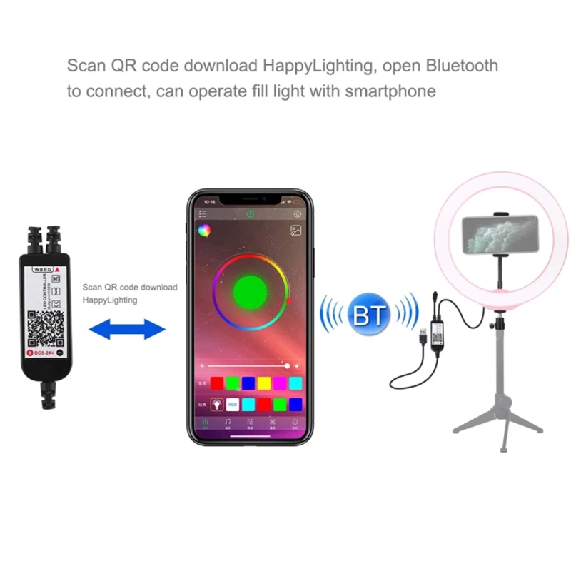 Светодиодное кольцо PULUZ с регулируемой яркостью 10 2 дюйма 26 см USB RGBW освещение для