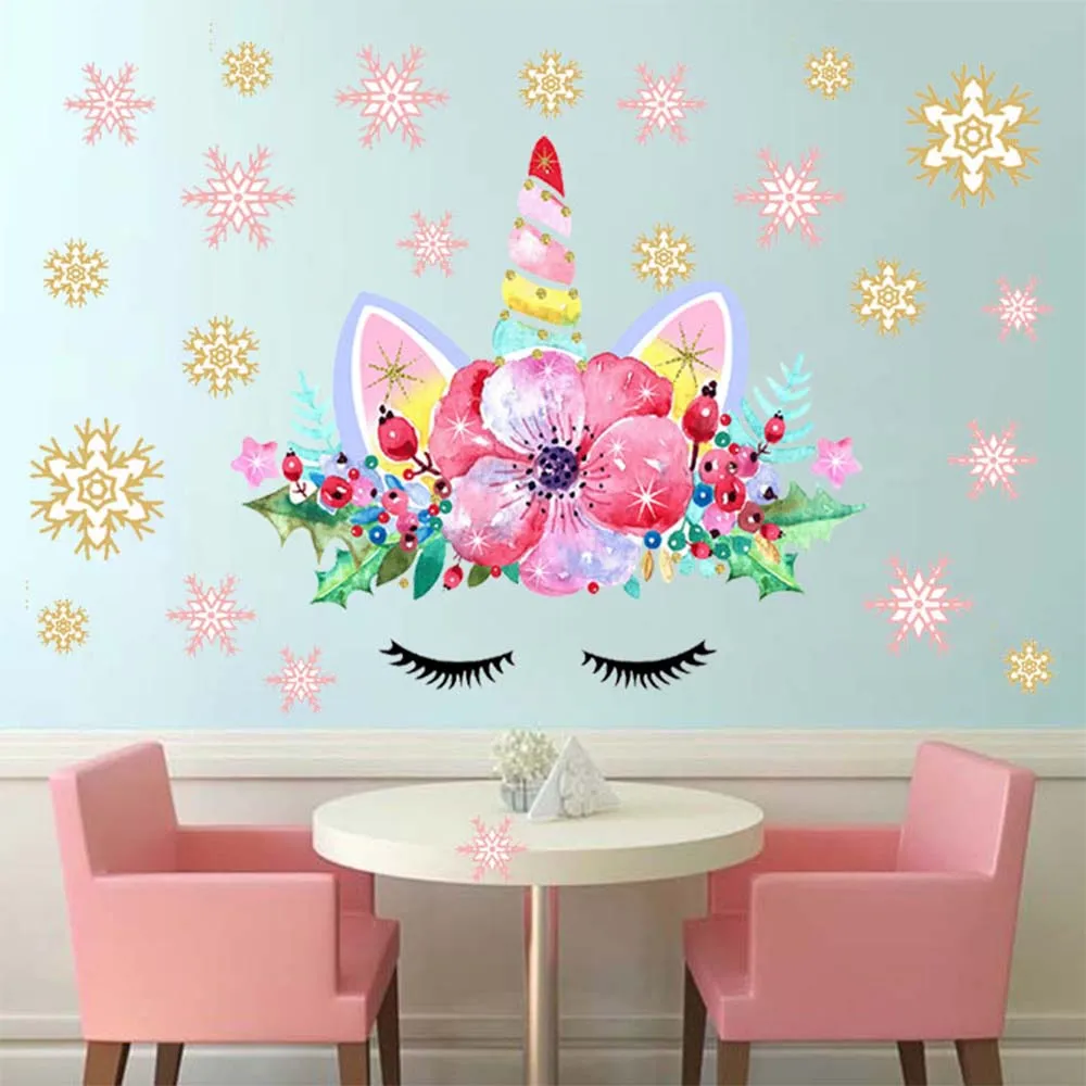 Наклейки на стену в виде единорога декор для комнаты принцессы 3D художественные