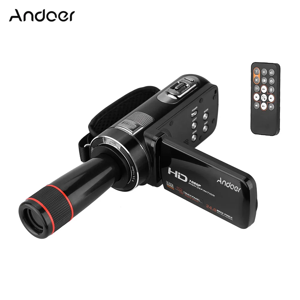 Andoer HDV Z8 PLUS 1080P 30fps FHD 24MP Цифровая видеокамера Vlogging камера с 12X телеобъектив