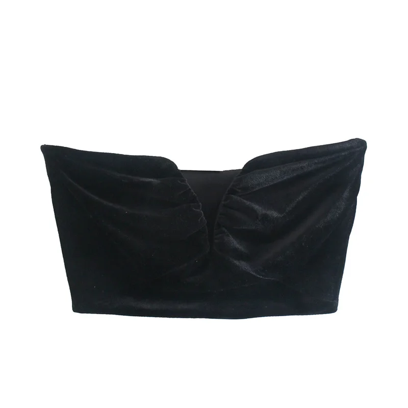 

Женский элегантный черный велюровый жилет без бретелек, осень 2021, Модный женский жилет без рукавов, женские повседневные однотонные Коротк...