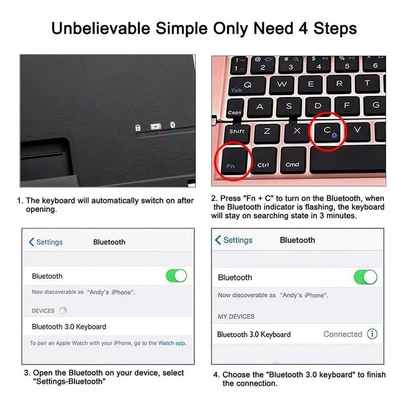 

Portable Aluminum Folding Blueteeth Keyboard Foldable And Tablets Smartphones Natural Compatible Small Most And K7O3
