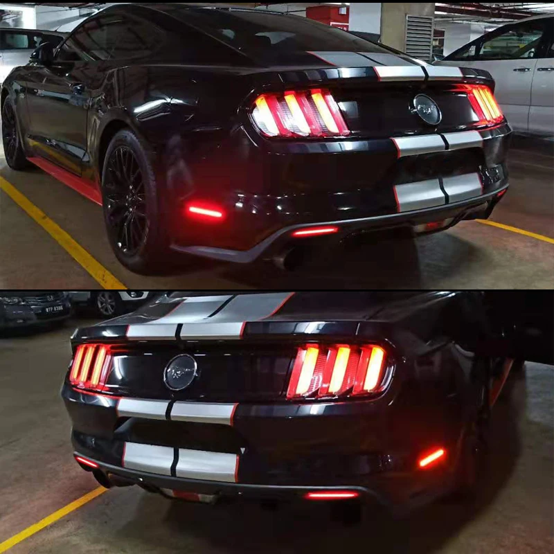 IJDM 3D оптический светодиодный для 15-17 Ford Mustang светодиодный задний Боковой габаритный фонарь и отражатель бампера задние/Тормозные или задние противотуманные фары