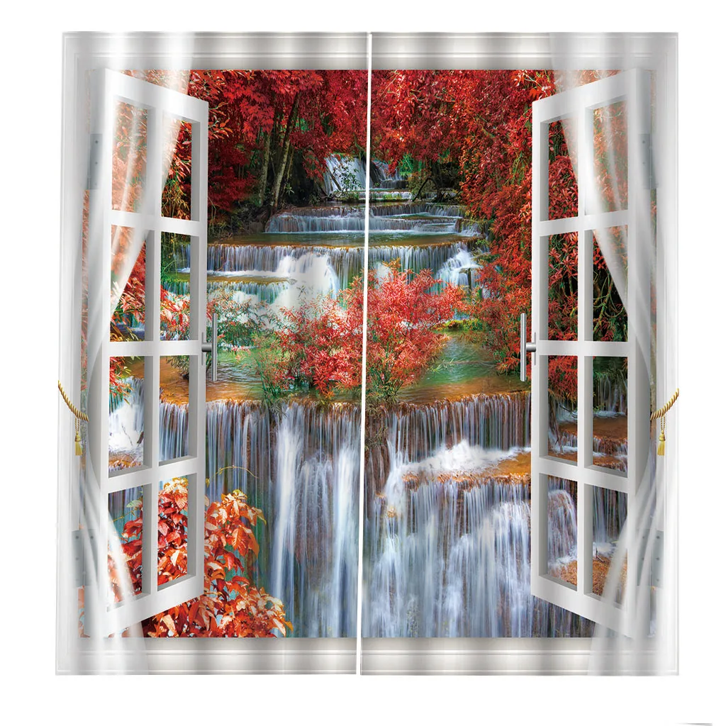 

2020 curtains 3D custom Window waterfall scenery For living room bedroom nordic style curtains