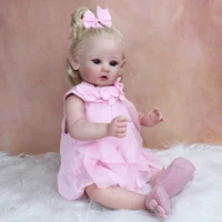 3d paint skin soft silicone reborn baby art doll with vascular realistic 60 cm blond hair princess toddler girl boneca kids gift