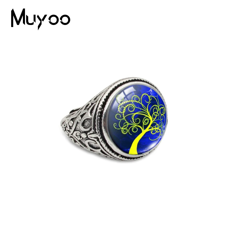 Винтажные кольца ручной работы с изображением дерева жизни красного фиолетового