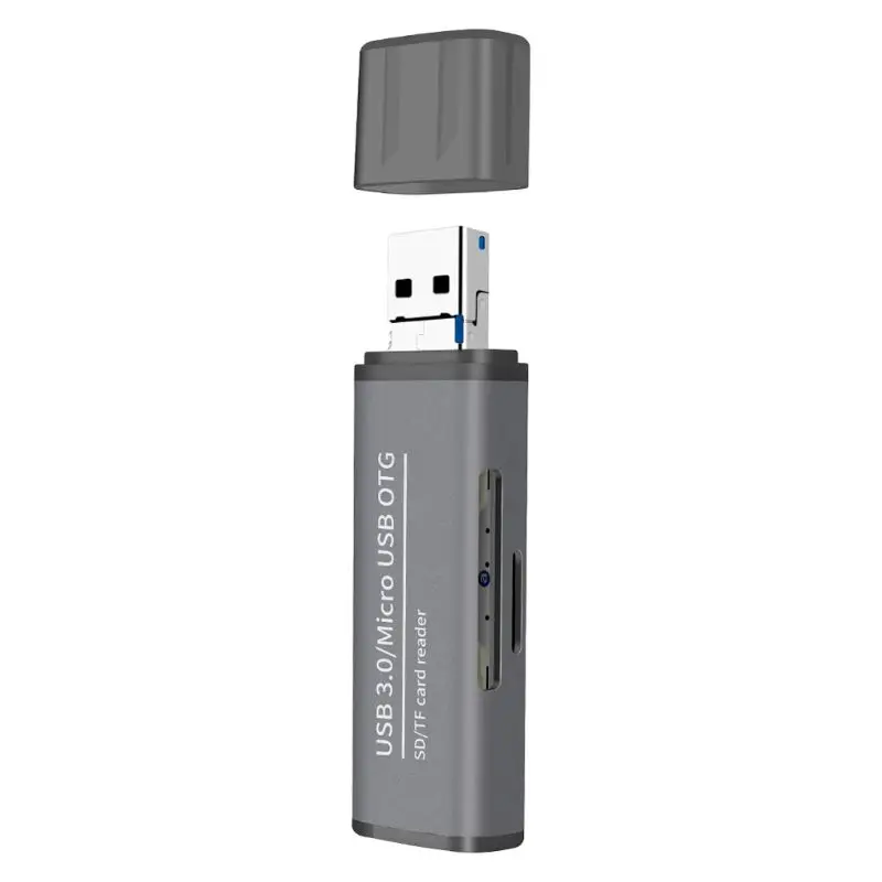 Металлический 2в1 USB3.0/Micro USB для SD/Micro SD карт памяти Micro USB OTG адаптер для MacBook samsung huawei Xiaomi ПК ноутбука