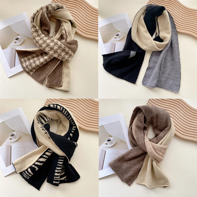 

Long Skinny Scarf Houndstooth Neckerchief Vintage Thick Hijab Winter Shawls And Wrap Blanket Girl Accessories Cashmere Scarf