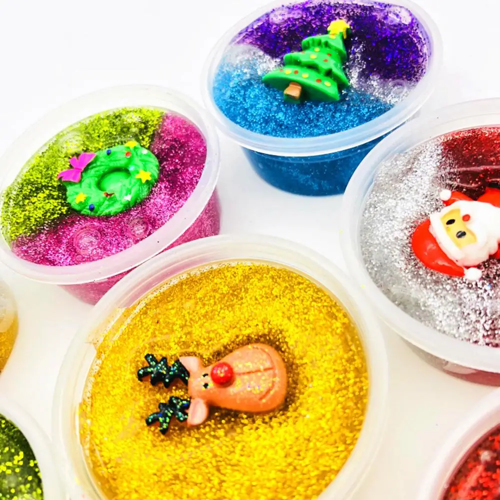 

New DIY Toy Color Matching Slim Christmas Crystal Mud Fun Fluffy Mud Game Transparent Decompression Toy Christmas Toy Plasticine
