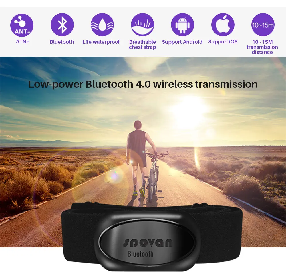 Нагрудный ремень, датчик сердечного ритма, Bluetooth 4,0 ANT, умные уличные фитнес-тренажеры, тренировочные спортивные часы