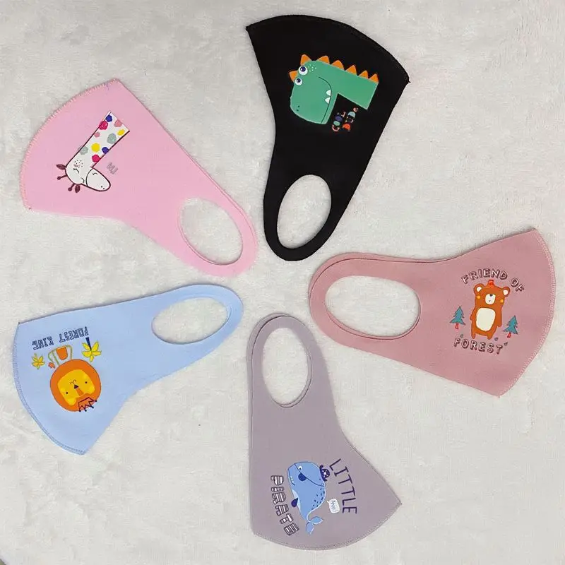 

5Pc Child Anti Saliva Sponge Mouth Mask Washable Dustproof Reusable Kids Child Girl Boy Cartoon Face Mask