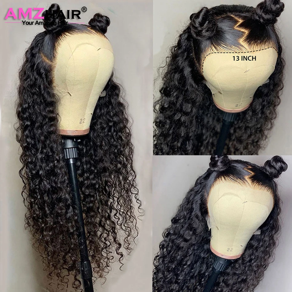 Парик бразильский кудрявый на сетке спереди 13x4 прозрачные передние парики из