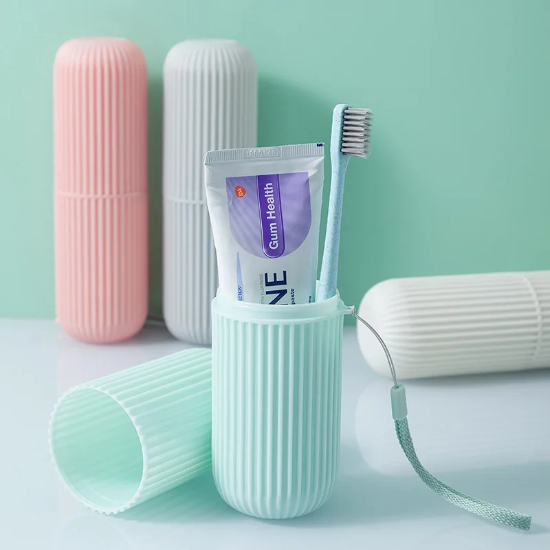 

Travel Wash and Receive Brushing Cup Set Creative Portable Mouthwash Cup Toothbrush Bucket with Lid Couple Dental Box Toothbrush