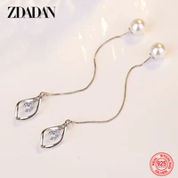 zdadan 925 sterling silver long tassel pearl drop earring for women summer jewelry girls fashion party gift