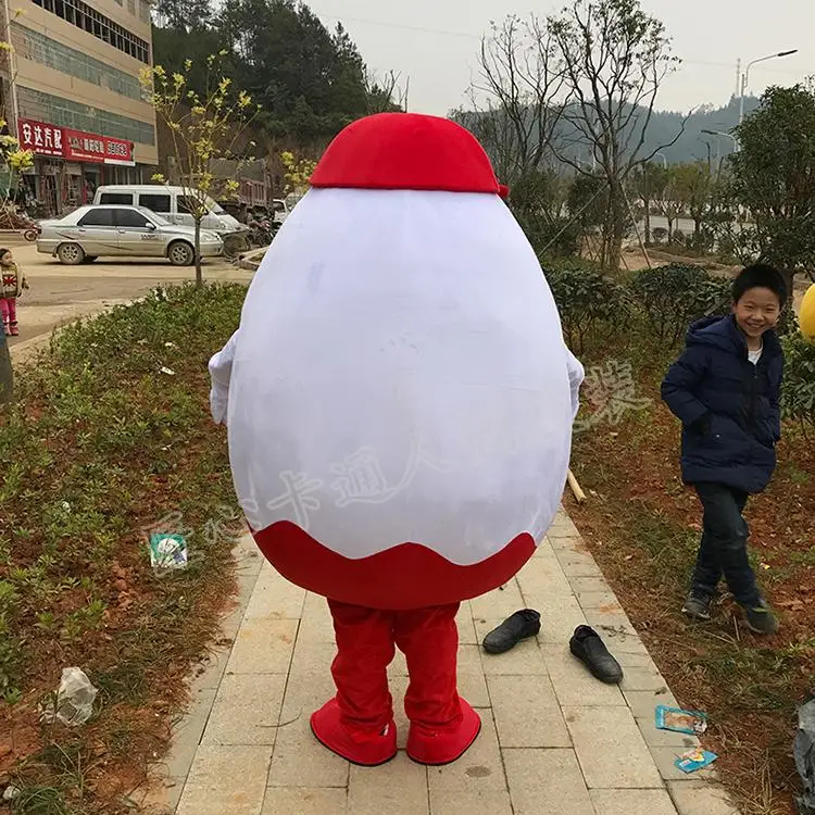 Customise White Egg Mascot Costumes with Red Hat Halloween for Sale Free Shipping | Тематическая одежда и униформа