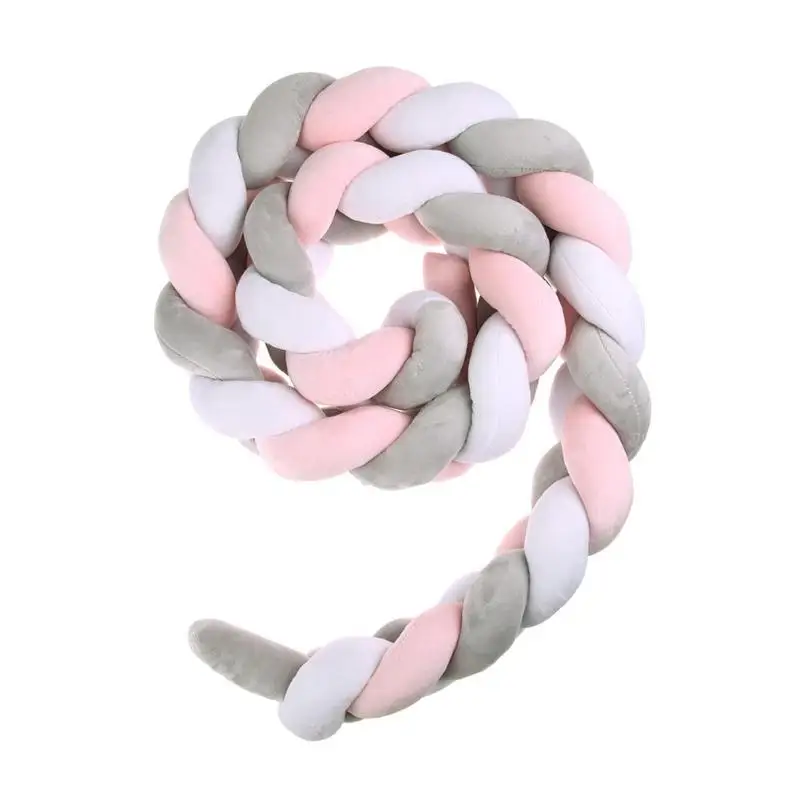 

100CM 200CM 250CM Newborn Baby Bed Bumper Infant Room Decor Crib Protector Pacification Toy Weaving Knot for Kids Bedding