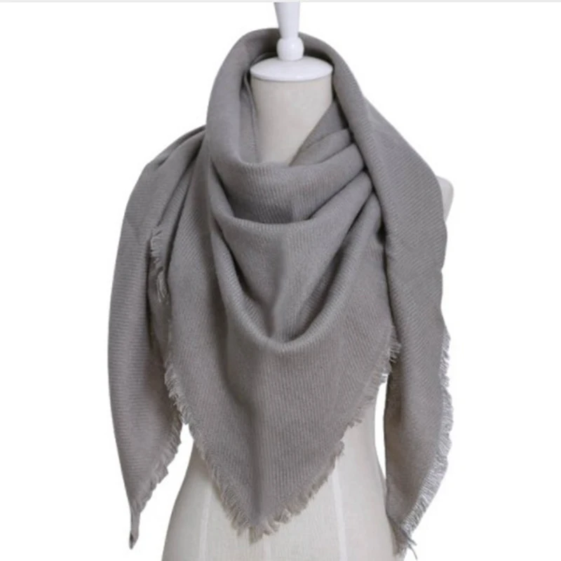 

2020 Fashion Luxury Brand Winter Triangle Scarf Women Shawls And Wraps Cashmere Foulard Solid Color Scarves Blanket