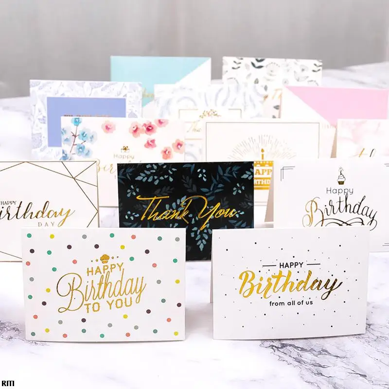 

10PCS Creative Greeting Cards Wedding Thank You Cards Message Cards Gift Box Decoration Holiday Birthday Greeting Bronzing Cards