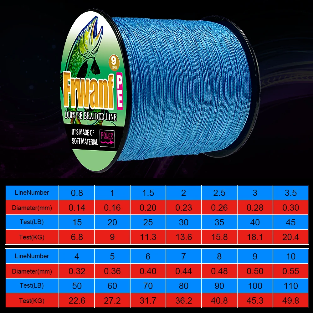 Рыболовная плетеная леска Frwanf 100 м 109 ярдов 9 нитей из ПЭ|braided wire|japan multifilamentfishing line |