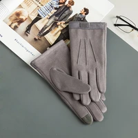 suede man winter keep warm touch screen gloves fashion add cashmere outdoor windproof mens gloves leisure cycling gloves