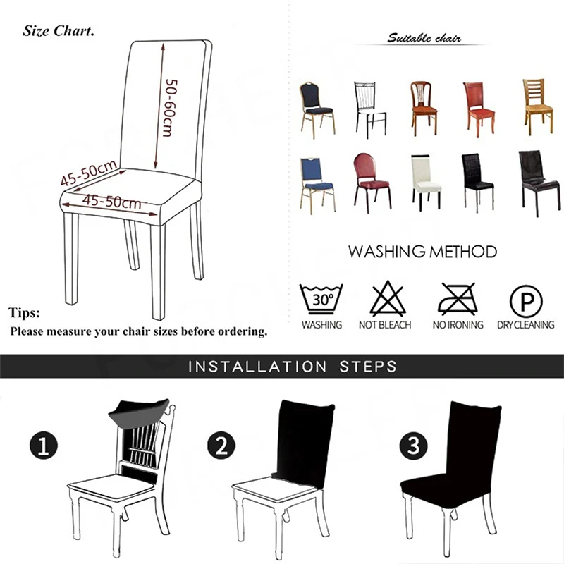 

1/2/4/6Pcs Stripe printing Stretch Chair Cover Spandex Universal Removable Dining Chair Protection Covers For Wedding Banquet