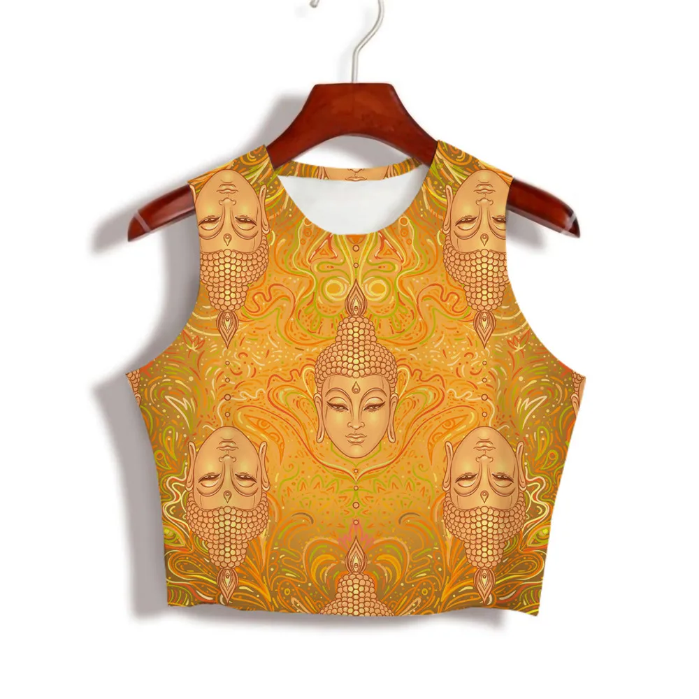 

Сделанные на заказ укороченные топы без рукавов с сублимационным принтом в стиле Триппи и королевской богини из молочного шелка