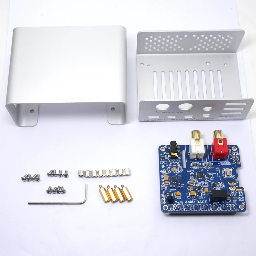 Aoide UGEEK DAC II Hifi звуковая карта+ Raspberry Pi 4 Модель B(1 ГБ Оперативная память)+ алюминиевый корпус комплект | ES9018K2M | 384 кГц/32-бит | Формат DSD и ИК | - Комплект: DAC IIandCaseforPi4