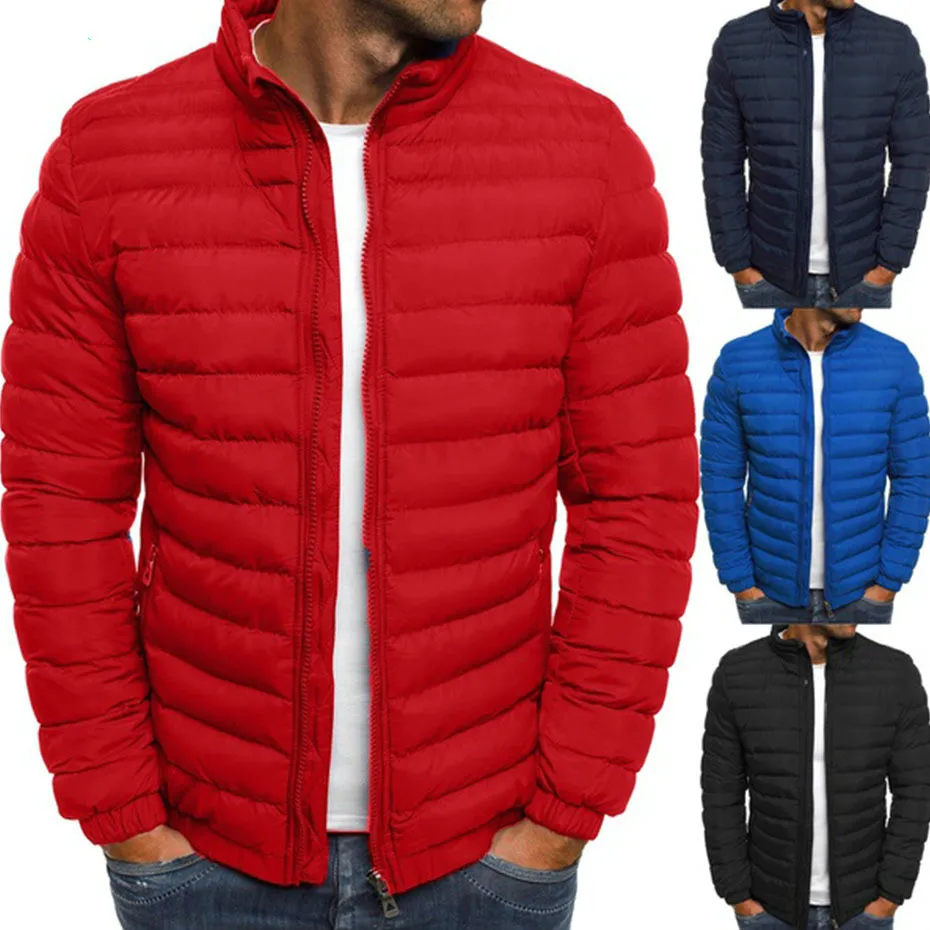 

Mens Parka Jacket Winter Coat Men Cotton Puffer Jacket Solid Plus Size Overcoat Zipper Streetwear Casual Jacket Men