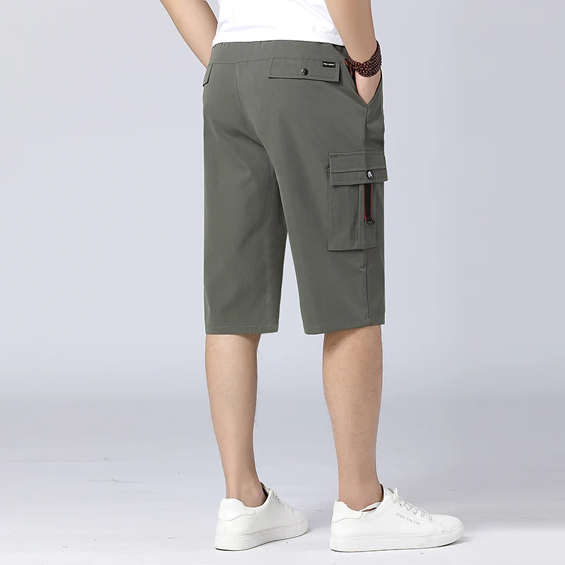 

Pop Military Shorts Elastic Waist And Baggy Multiple Pockets For Summer Men Nice Pop 5XL