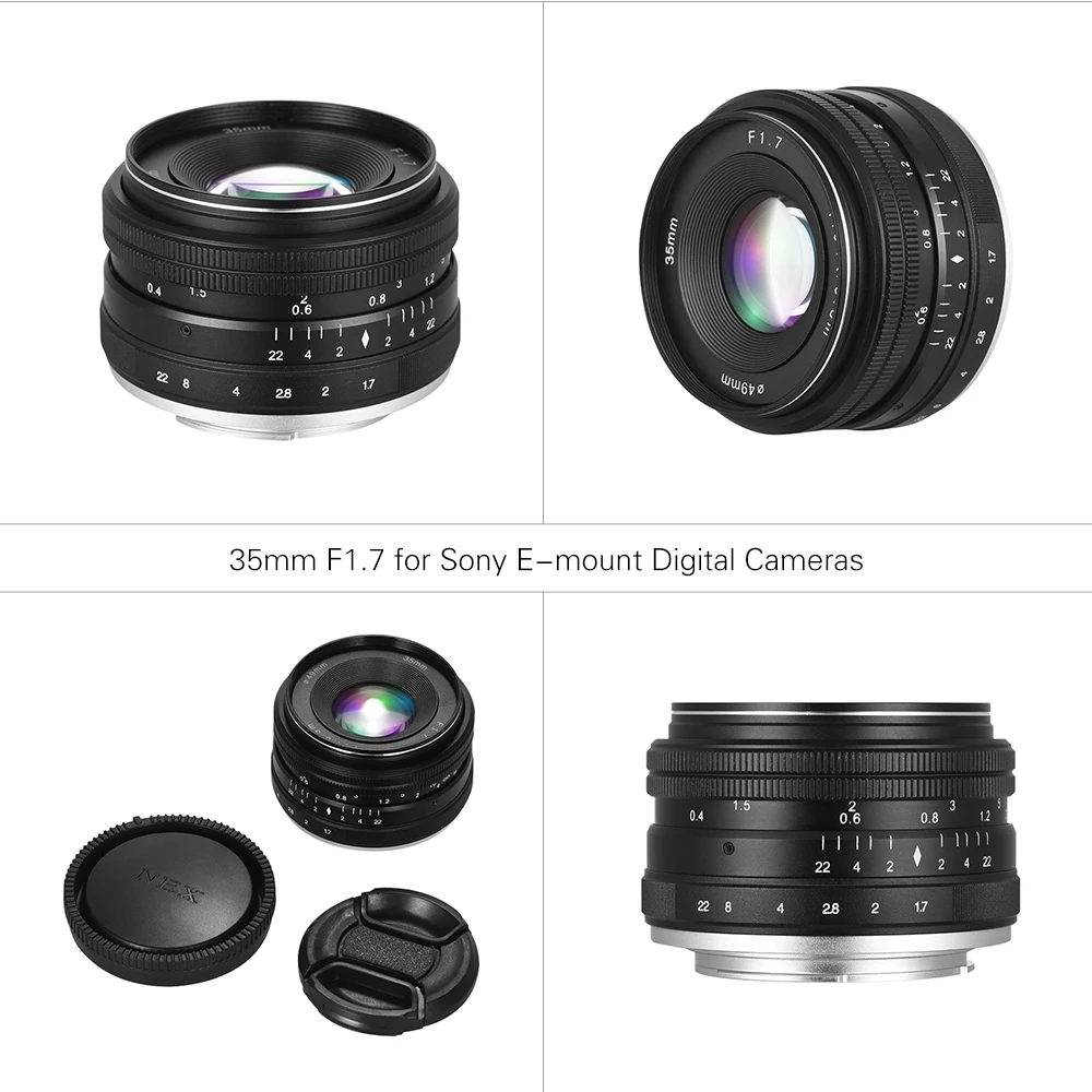 35 мм F1.7 Большая диафрагма ручной фиксированный объектив для Sony E Mount цифровые