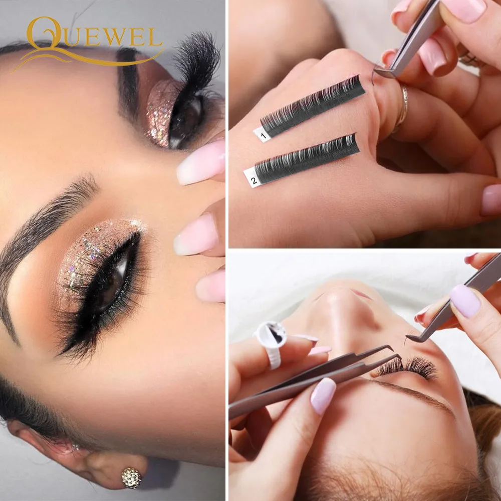 Quewel ресницы легкие веерные 0 12 мм объем ресниц цветение русские наращивание