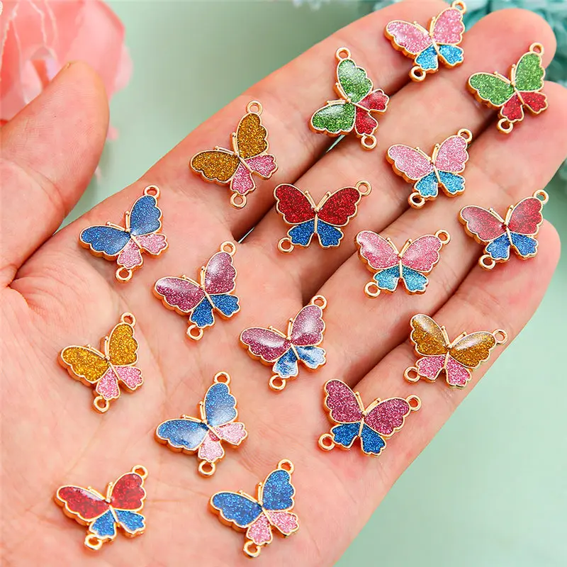 

10 шт./лот смешанные блестящие подвески-бабочки Подвески соединители DIY браслет ожерелье для изготовления ювелирных изделий Аксессуары
