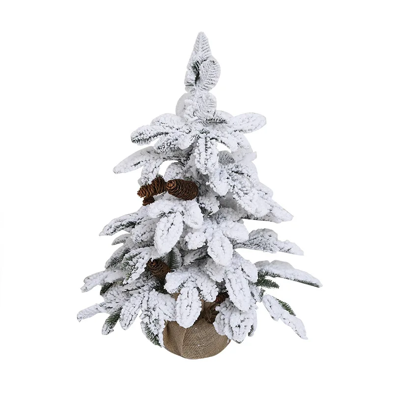 

Christmas decorations encrypted flocking pink falling snow white pine tree small desktop Christmas tree photo window scene decor