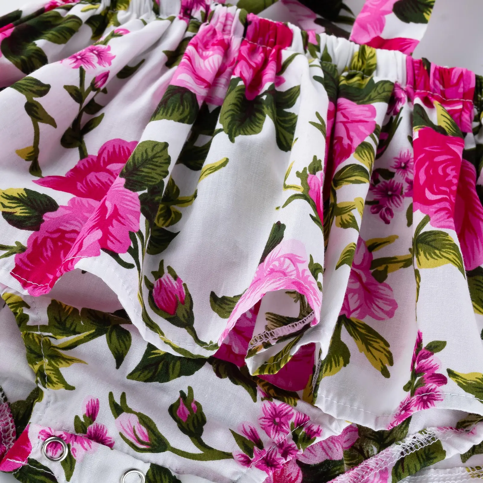 

Toddler Baby Girl Flower print Sleeveless Suspender Dress Ruffles Romper Dress Headband Outfits 0-24M