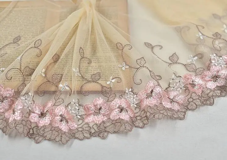 1 метр высшего класса розовый синий сетчатый цветок Водорастворимая Вышивка