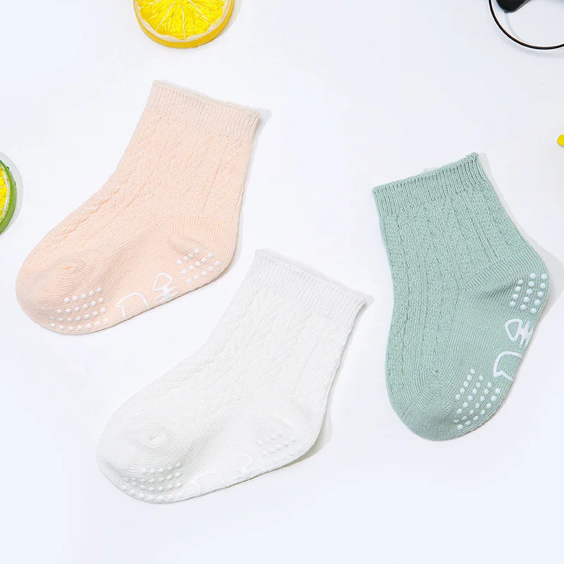Calcetines transpirables antideslizantes para beb&eacute; y ni&ntilde;a, medias de algod&oacute;n para el hogar-4