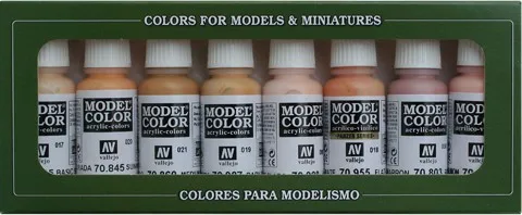 Modelo de pintura AV vallejo de 17ml, color respetuoso con el medio ambiente, pintura a base de agua, personaje, juego de color de piel facial 8 en 1 #70124-2