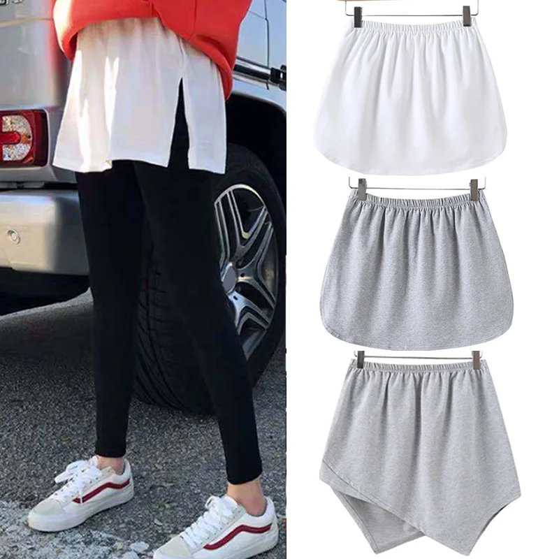 

2021 New Fashion Women Fake False Shirt Tail Blouse Hem Cotton Detachable black Underskirt mini Skirt UK skirts womens 2021