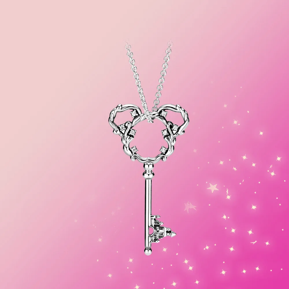 Ожерелье из серебра 925 пробы с подвеской в виде мыши фантастического замка |