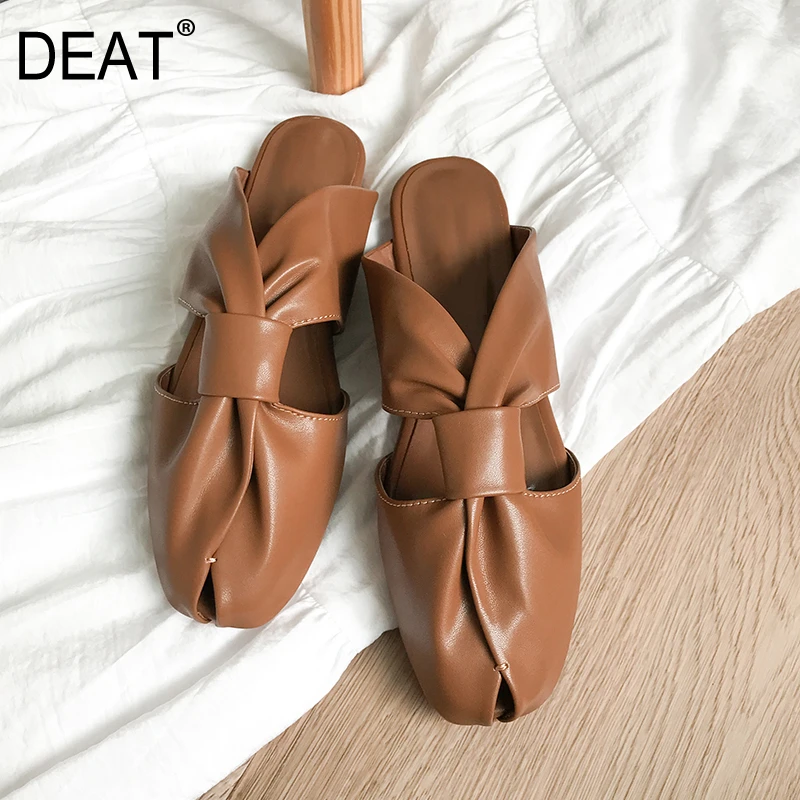 Женские туфли лодочки в стиле ретро [DEAT] черные плиссированные шлепанцы на