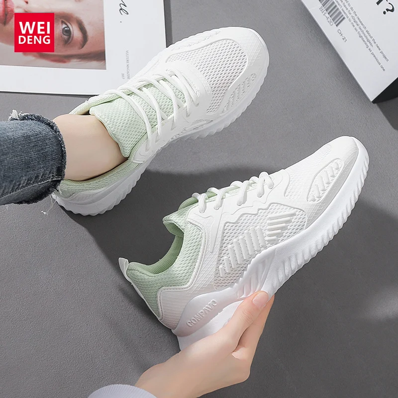 

Weideng/Женские сетчатые Кроссовки на плоской подошве; Zapatillas Plataforma Mujer; Женские Кроссовки; женские Кроссовки; 2021