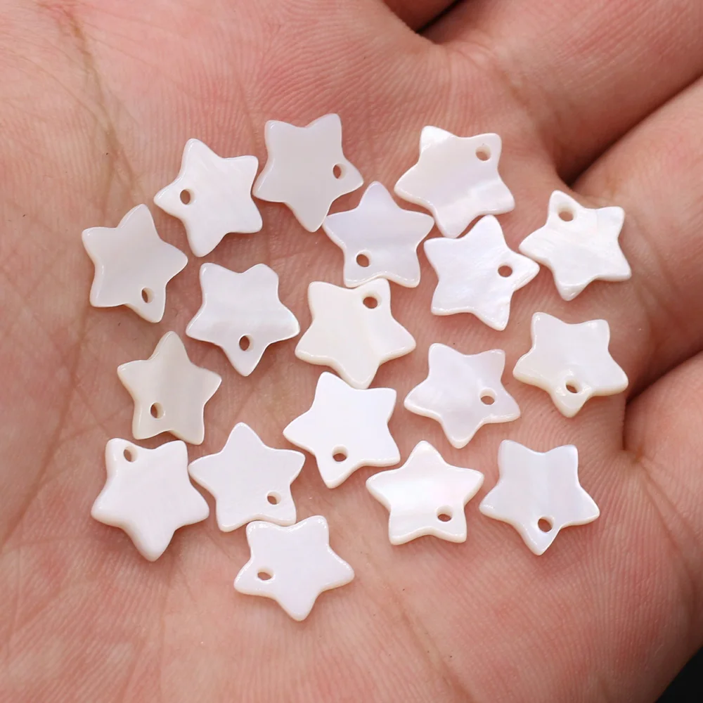

10pcs Natural Freshwater Five Pointed Star White Mother of Pearl Shell Bead for Necklace Bracelet Jewelry Making 10x10mm 12x12mm