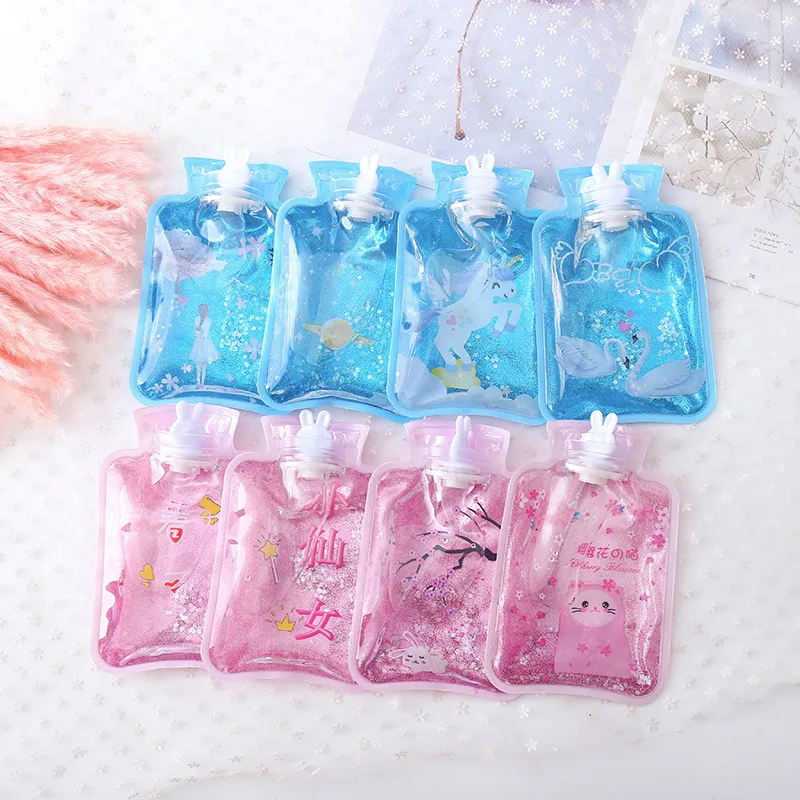 Симпатичная прозрачная Бутылка горячей воды теплый живот сокровище грелка для