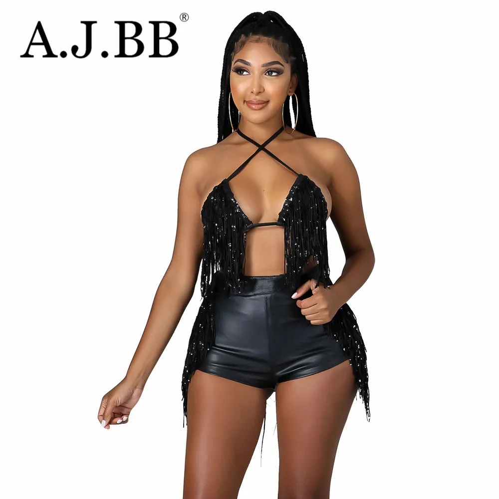 

Новинка лета 2021, пикантный однотонный тонкий костюм из двух предметов для ночного клуба, Модный облегающий Топ без рукавов и шорты, женский ...