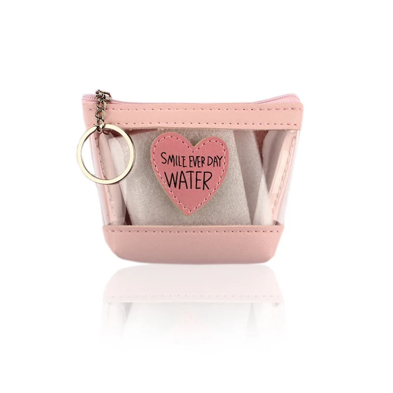 

Transparent Love Jelly Girl Coin Purse Pink Girl Heart Fashion Trend Square Data Cable Earphone Waterproof Storage Bag 2021 New