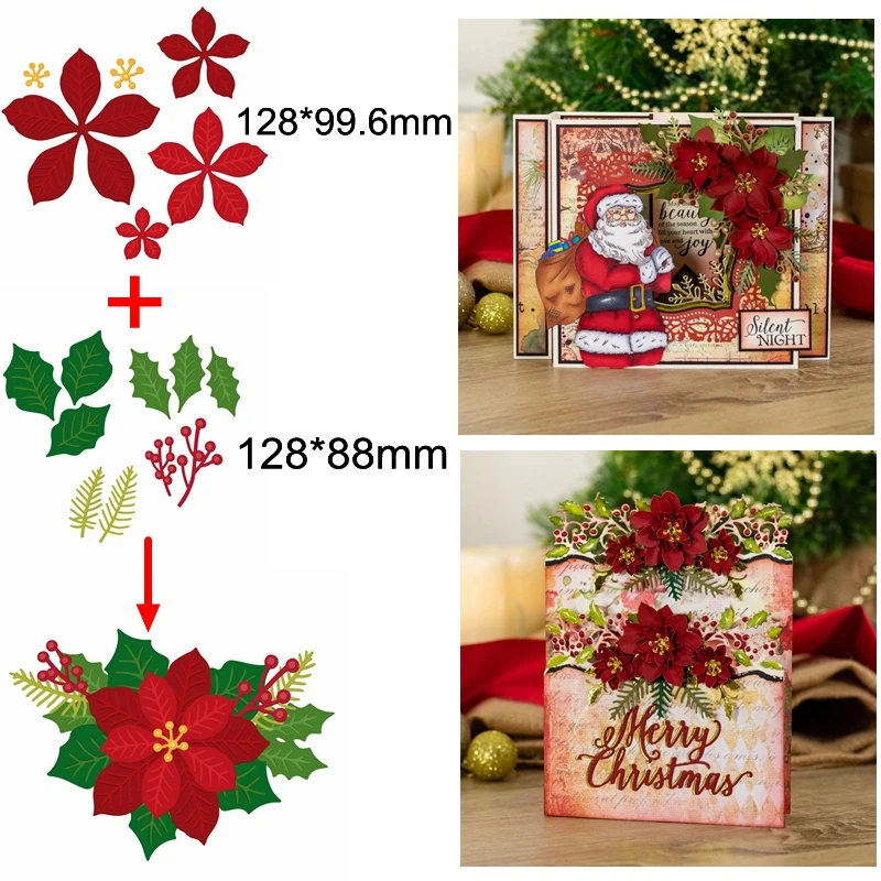 

Merry Christmas Mix Flower Leaves Frame металлические режущие штампы Diy для скрапбукинга ремесло новые трафареты для украшения карт сделать альбом ремесло