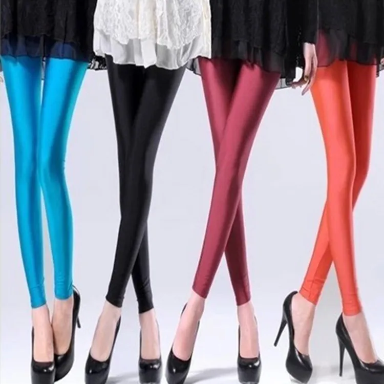 Женские блестящие леггинсы с высокой талией облегающие брюки-карандаш тонкие