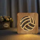 Волейбольная 3D деревянная лампа, светодиодный ночсветильник с Usb, полые настольные лампы с резьбой для дома, декор для спальни, креативные подарки