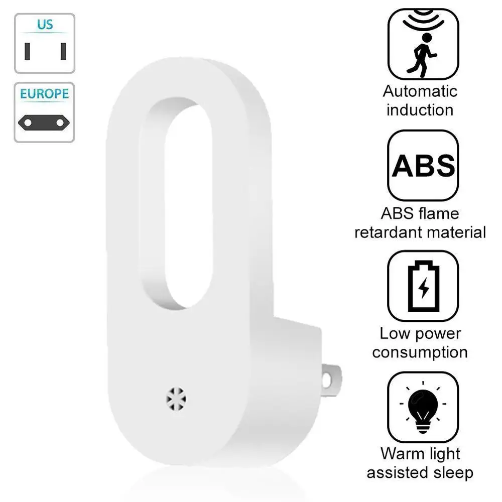 Умный светодиодный оптический датчик ночник Настенный штекер теплый белый для